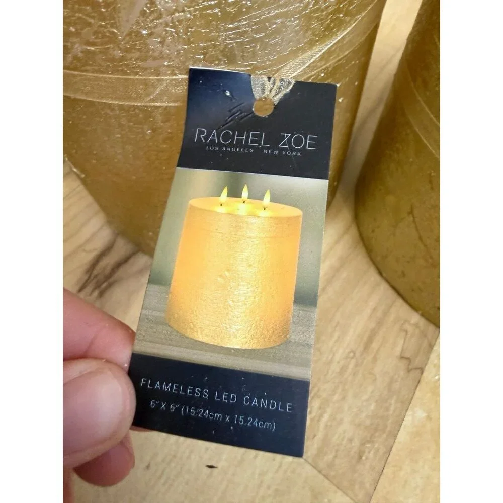 Rachel Zoe Gold Flameless LED Pillar Candles – Set of 2
